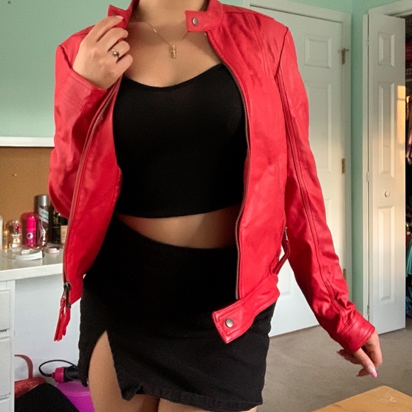 Red Leather Jacket - Picture 2 of 4